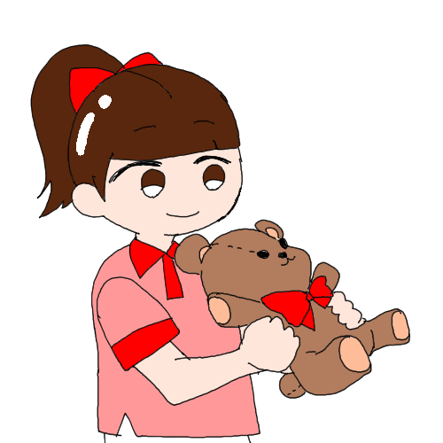 ぬいぐるみを届けるエイコ